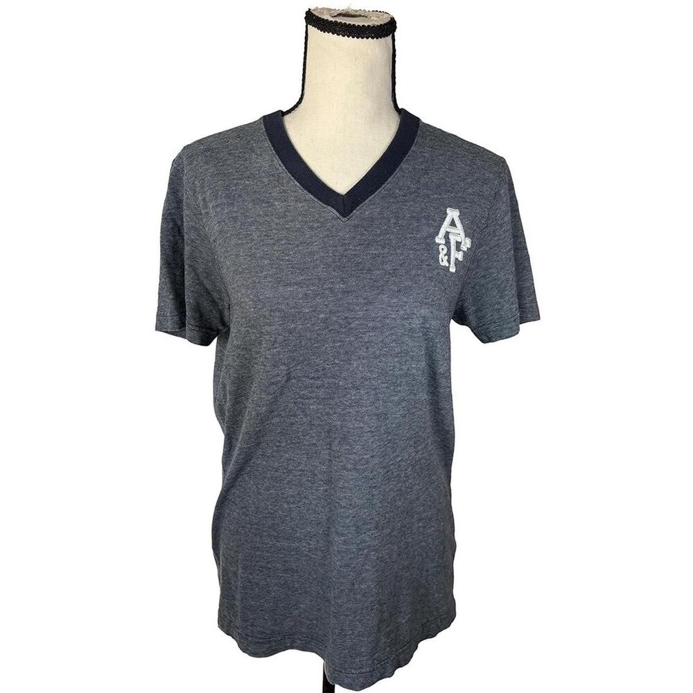 Vintage Abercrombie & Fitch Muscle Fit V Neck Tee Gray Men’s Medium Y2K